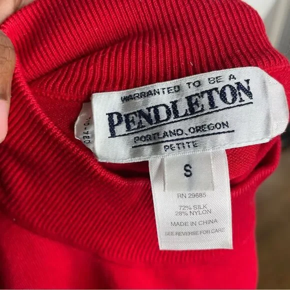 Pendleton Red Silk Blend Mock Neck Long Sleeve Top Size Small - Picture 4 of 5